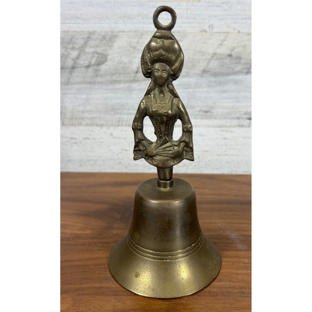 Brass Victorian Lady Bell Early 20th Century 7